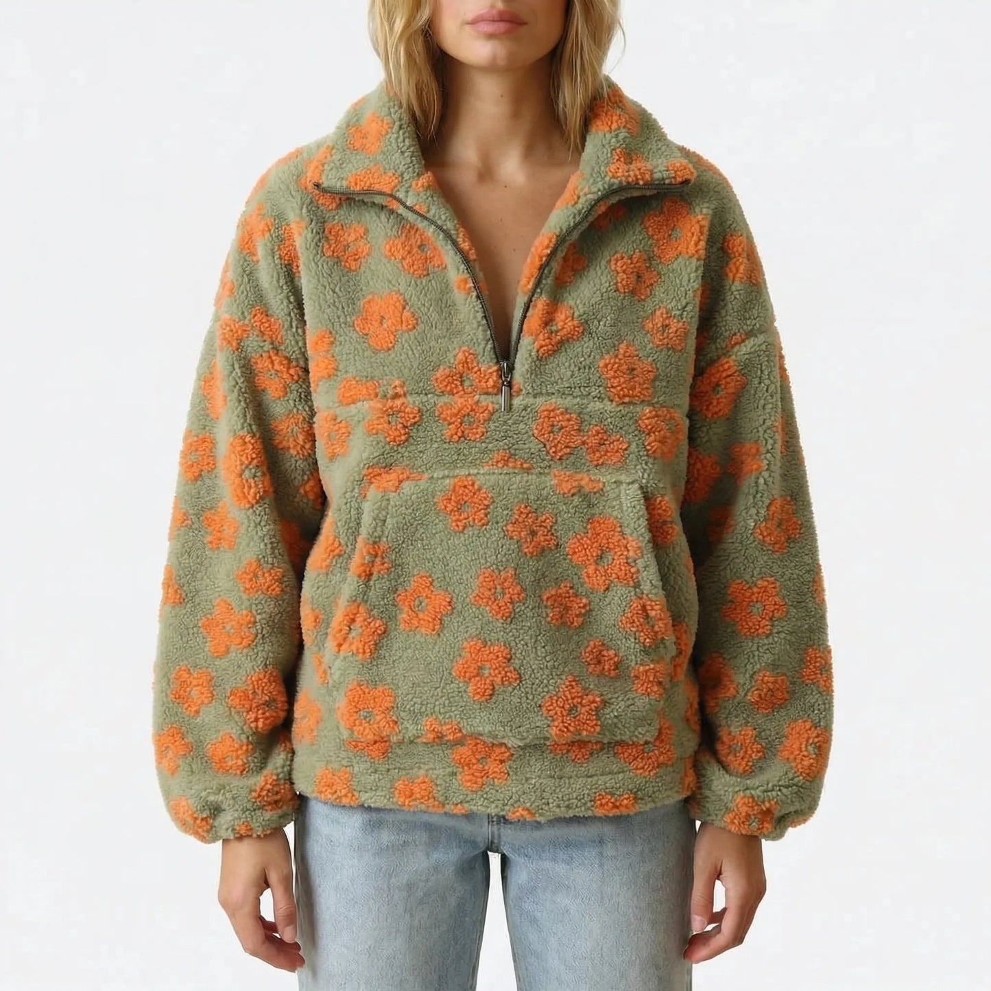 Blommify | Oversized Floral Teddy Pullover