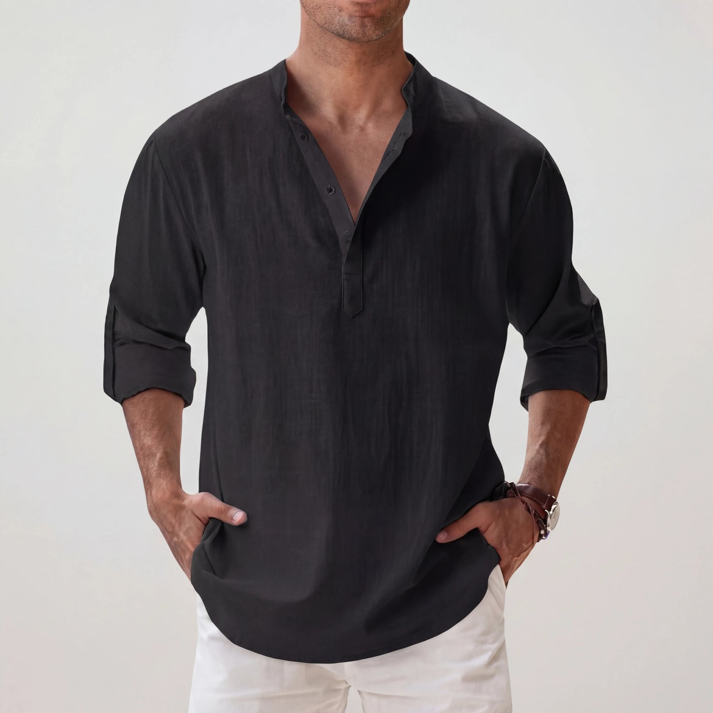 Brezalo - Relaxed Fit Henley Summer Shirt