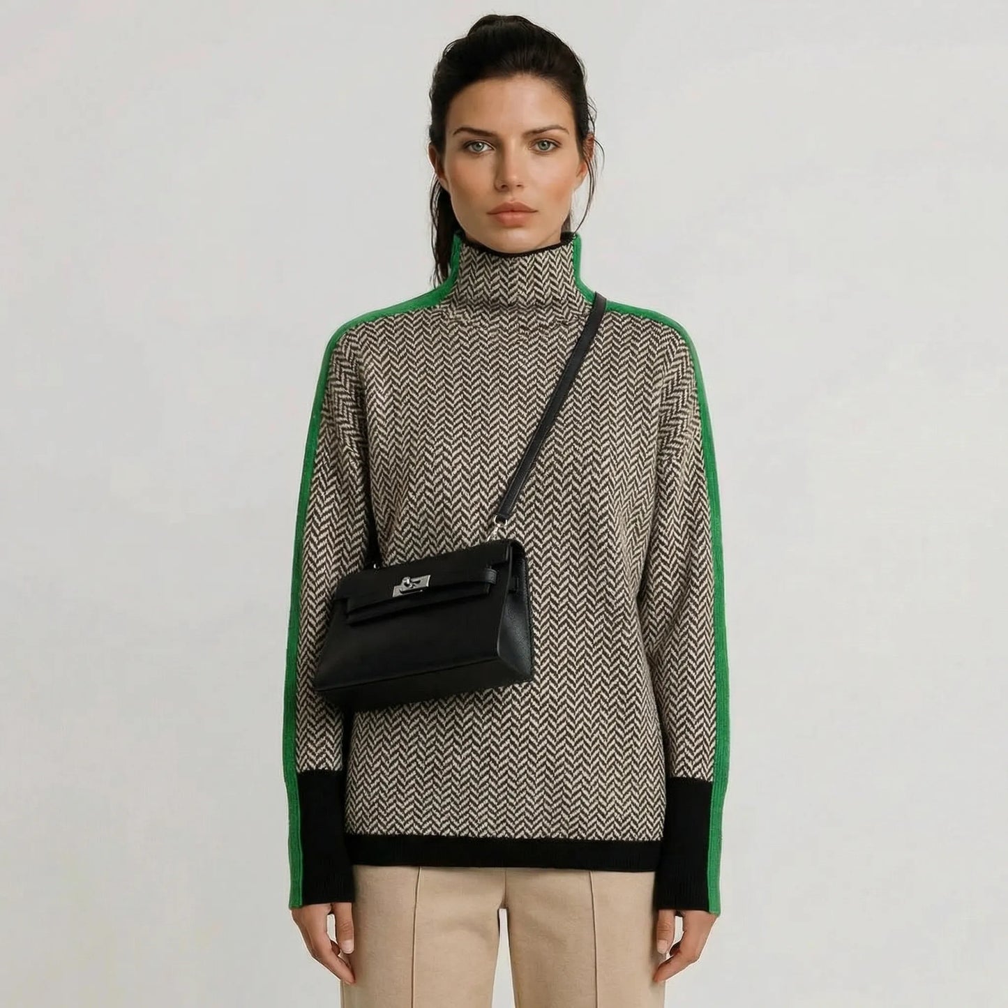 Chevria | High-Neck Chevron Knit Jumper