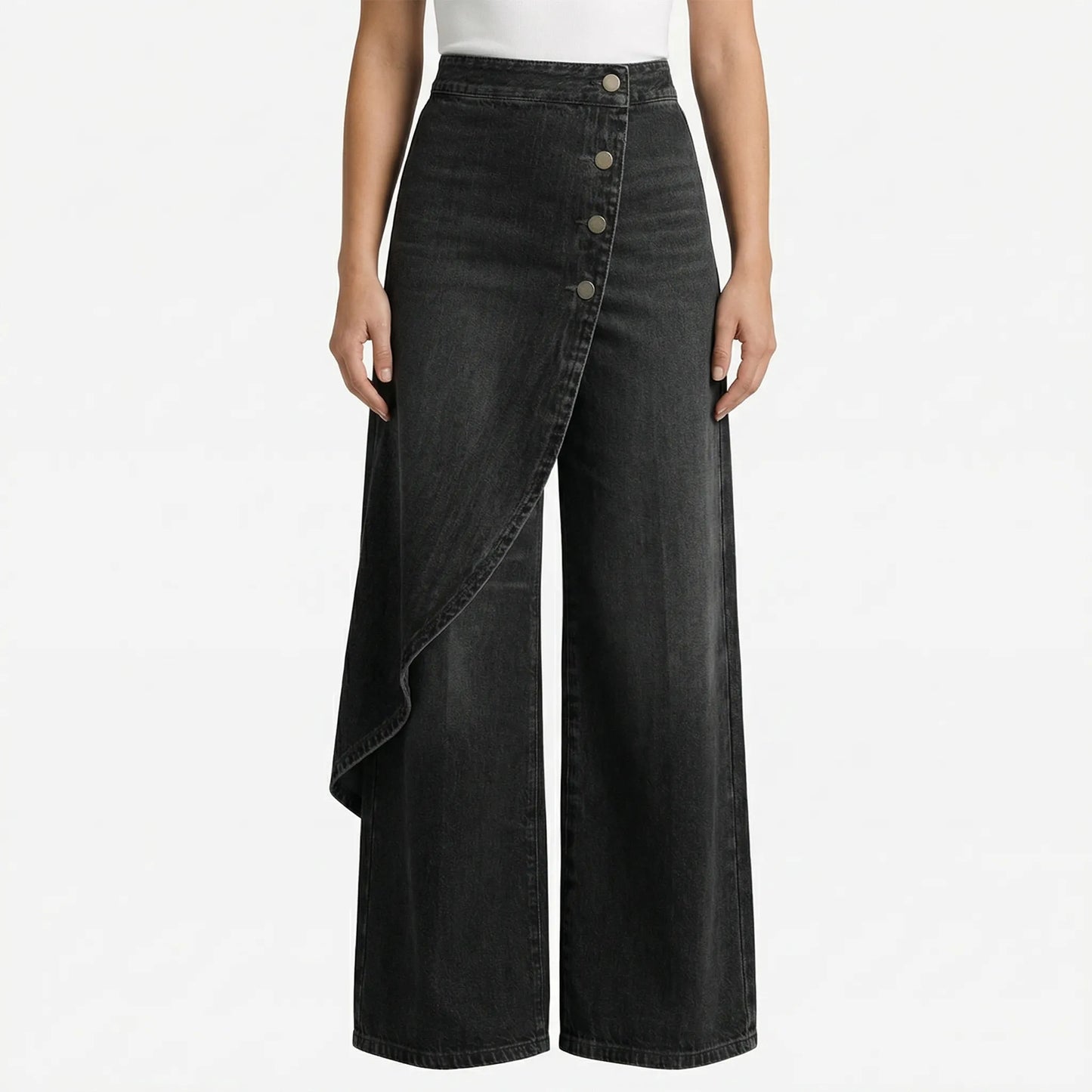 Drapova | High-Waist Wide-Leg Wrap-Front Trousers