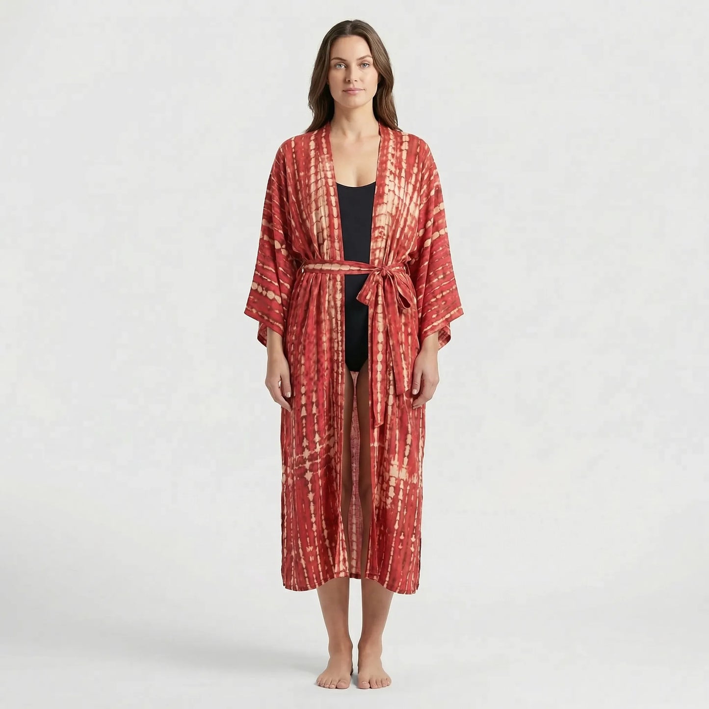 Driftura | Tie-Dye Print Long Kimono Cover-Up