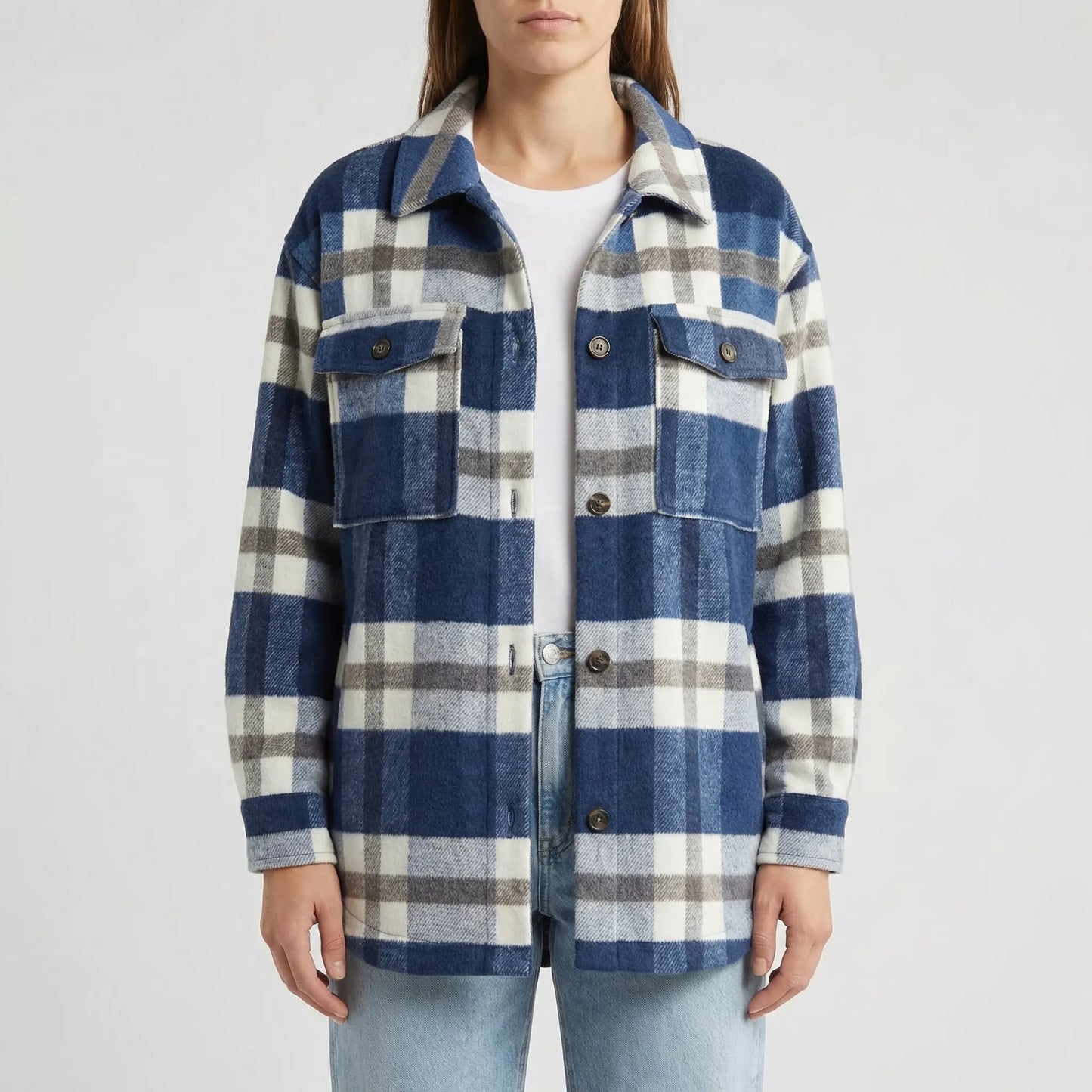 Flannex - Plaid Flannel Button-Up Shacket