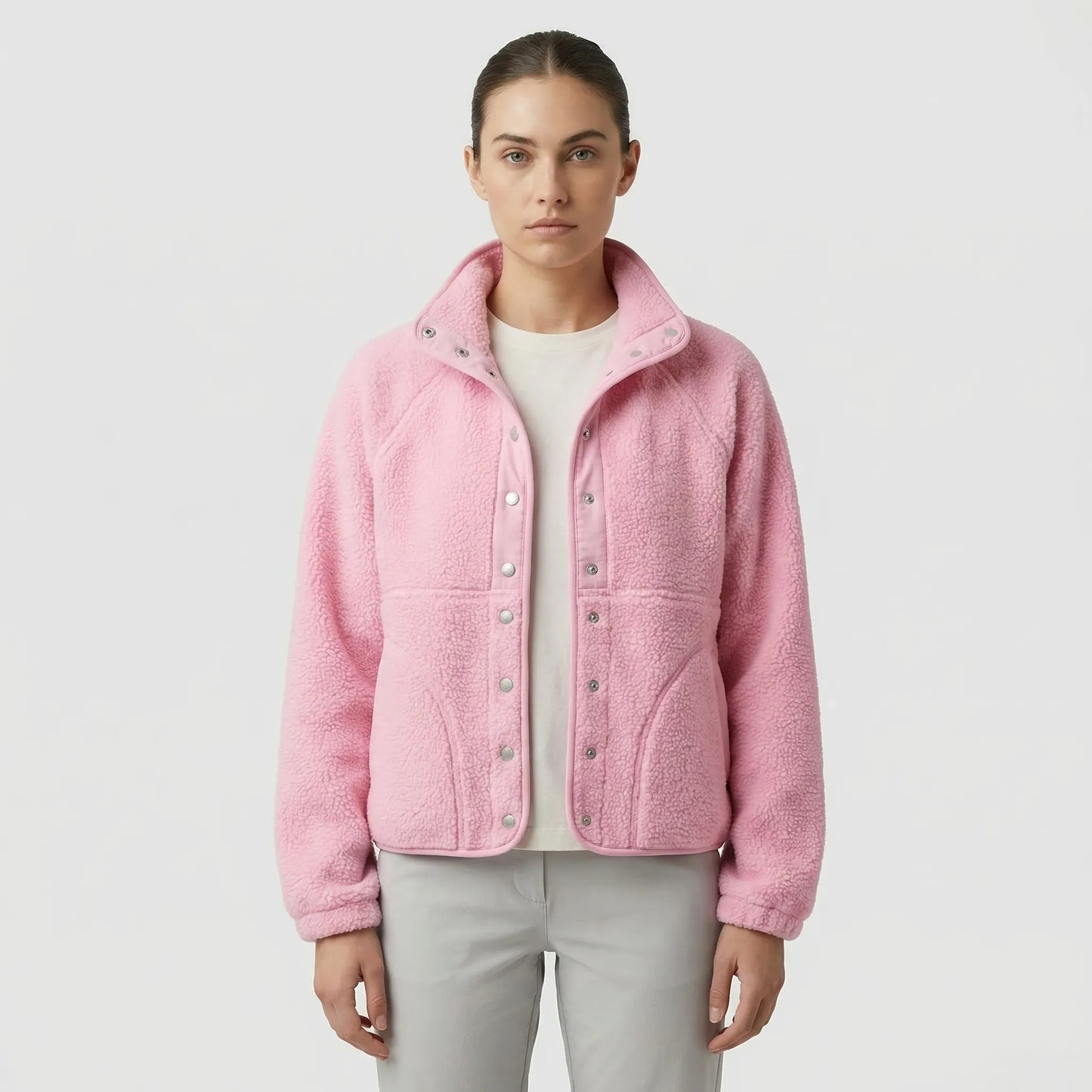 Fleurca - Oversized Sherpa Zip-Up Jacket