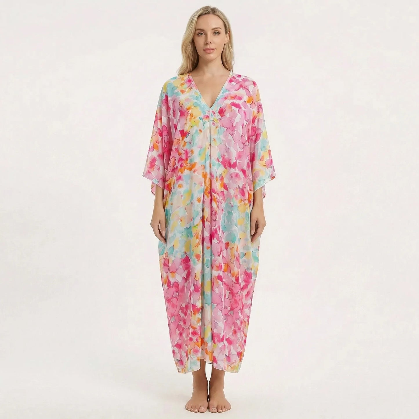 Floravia | Floral Print Maxi Kaftan Dress