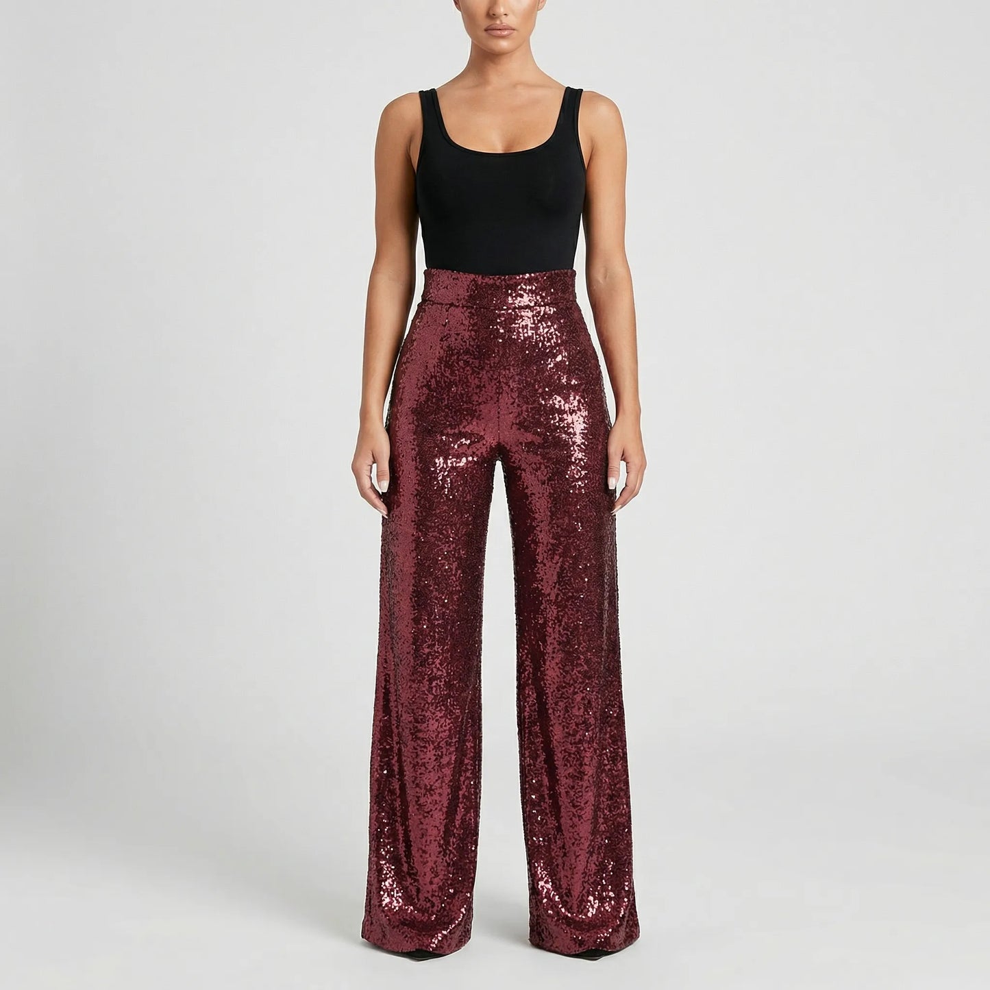 Glamrix | High-Waist Sequin Wide-Leg Trousers