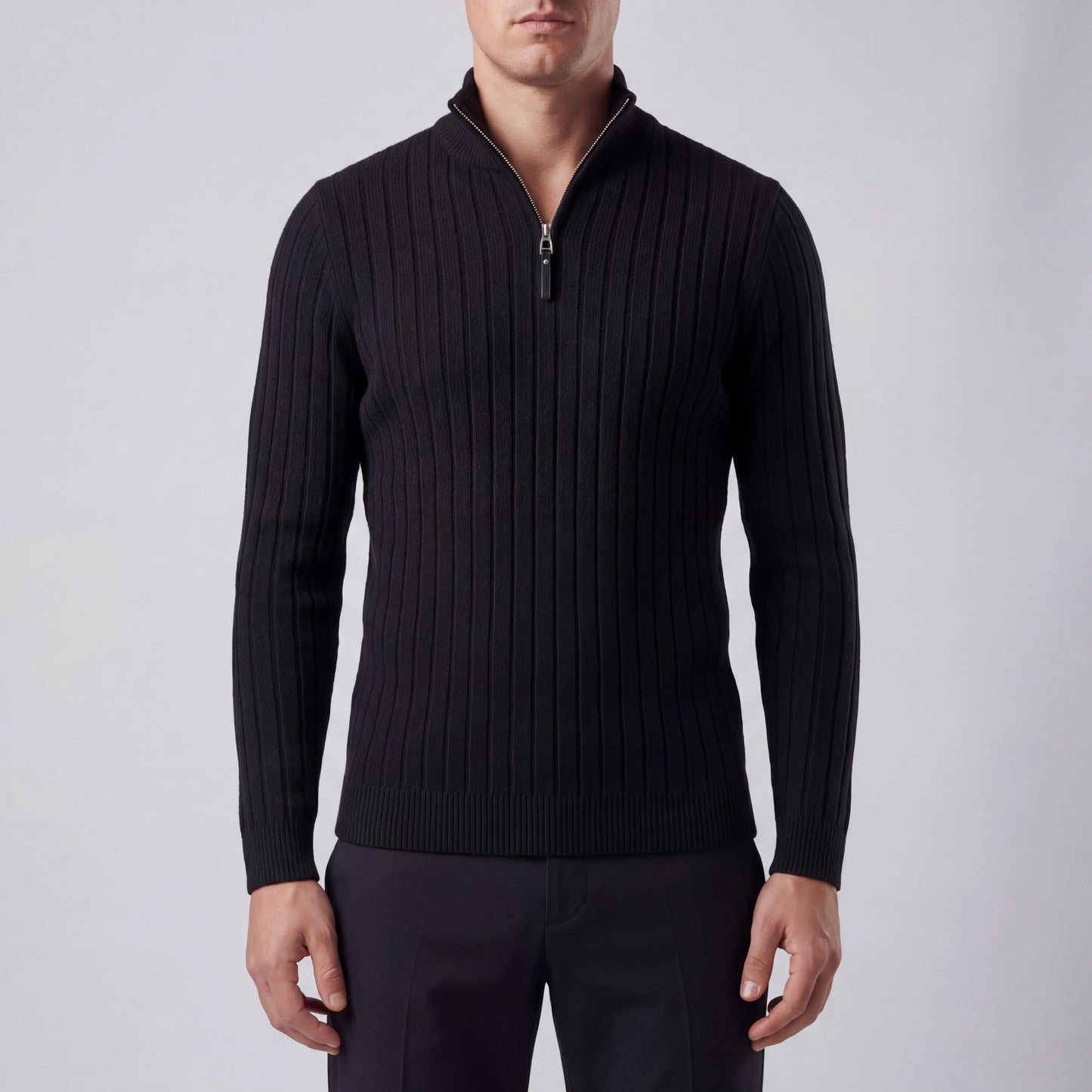 Halvrik - Half-Zip Ribbed Knit Sweater