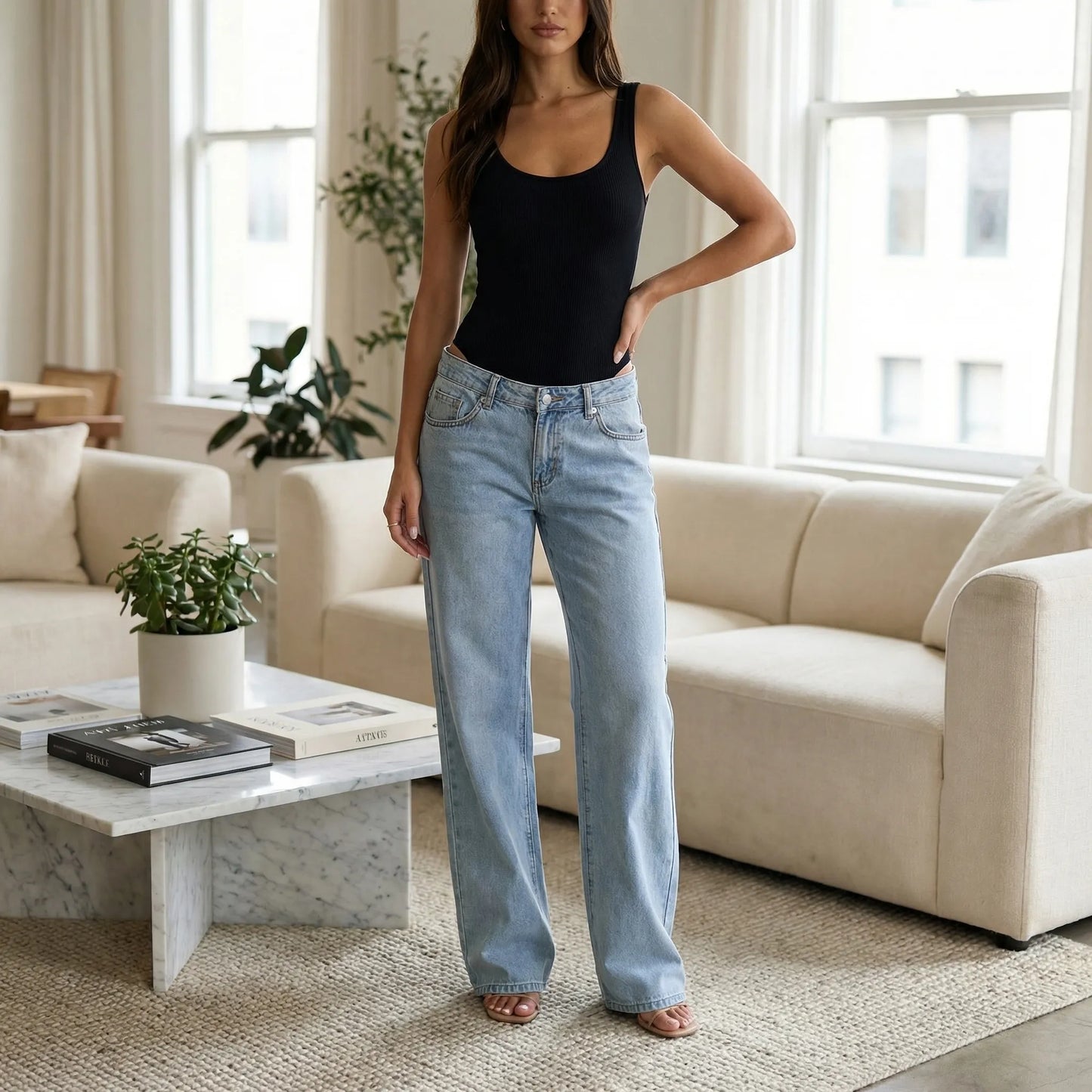 Lowright | Low-Rise Wide-Leg Denim Jeans