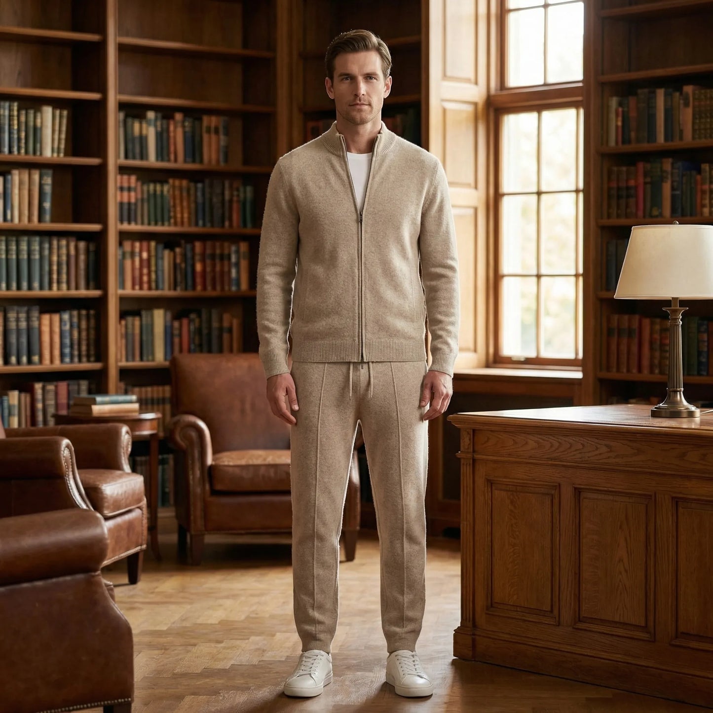 Luxivo - Zip-Up Knit Jacket And Jogger Set