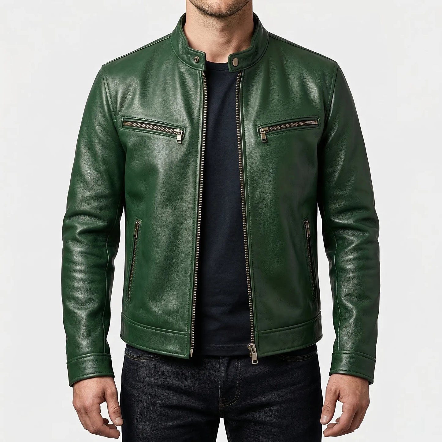 Motovrex - Slim Fit Zip-Up Biker Jacket