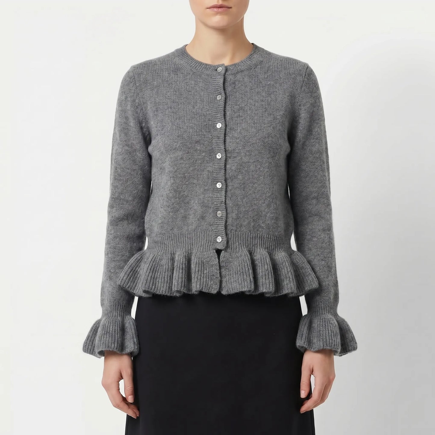 Ruffette | Slim Fit Ruffle Hem Cardigan