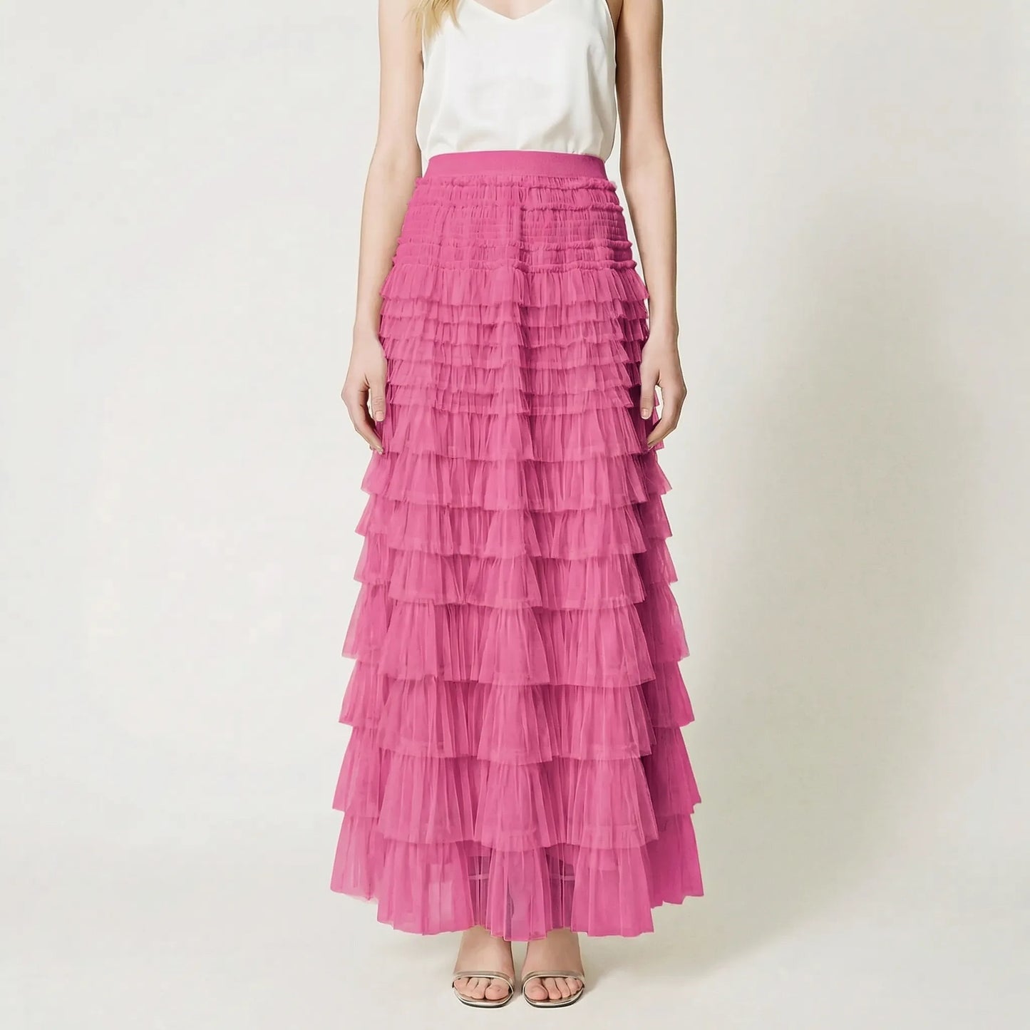 Ruvella | Ankle-Length Tiered Ruffle Skirt