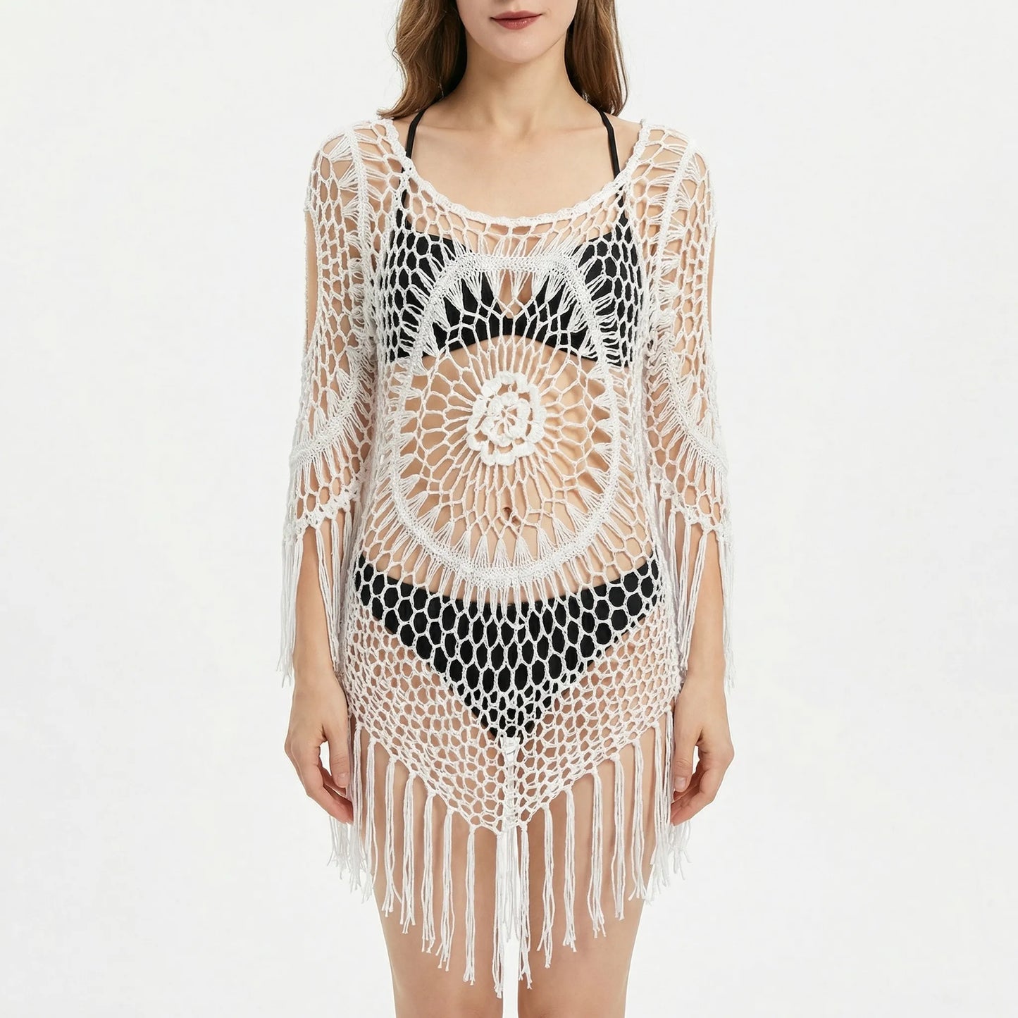 Wavella | Open-Knit Fringe Beach Cover-Up