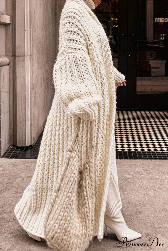 Wovella | Long Open-Front Chunky Knit Cardigan
