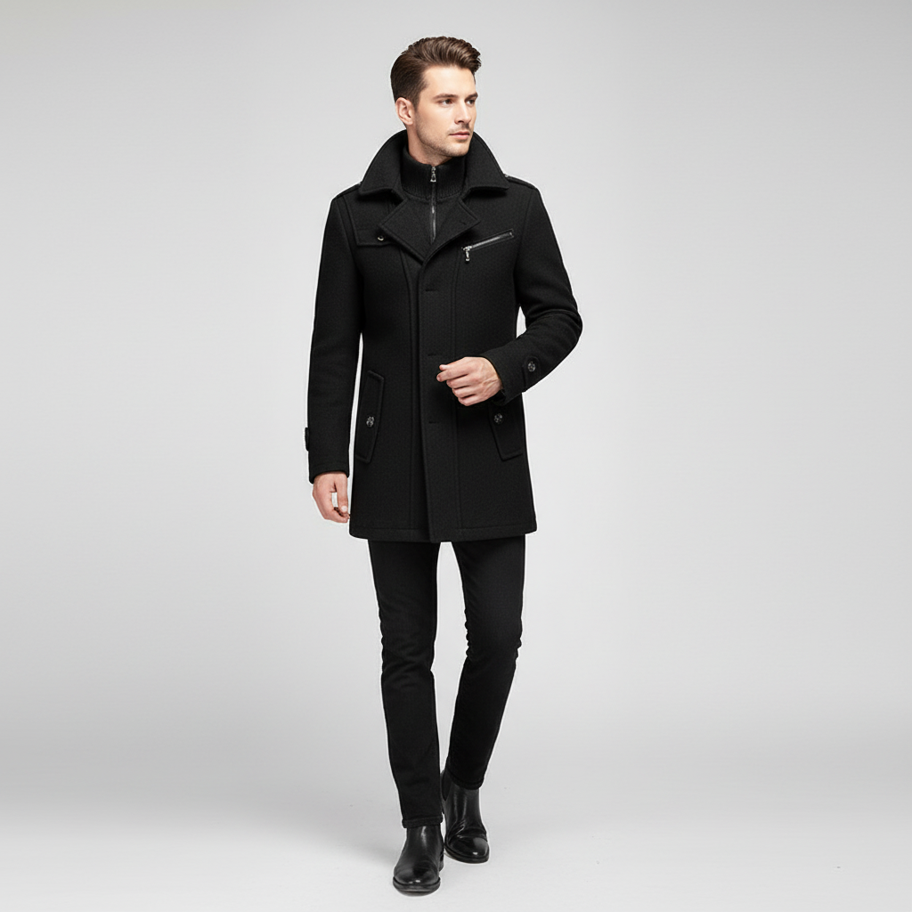 Double Layer Wool Blend Winter Coat | men's Winter Jacket