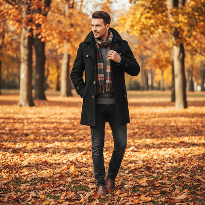 Double Layer Wool Blend Winter Coat | men's Winter Jacket