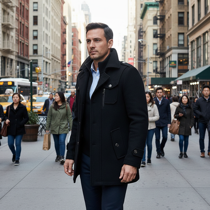 Double Layer Wool Blend Winter Coat | men's Winter Jacket