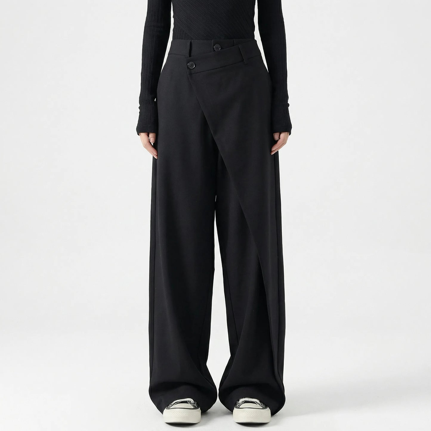 Asymva | Wide-Leg Asymmetric Button Trousers