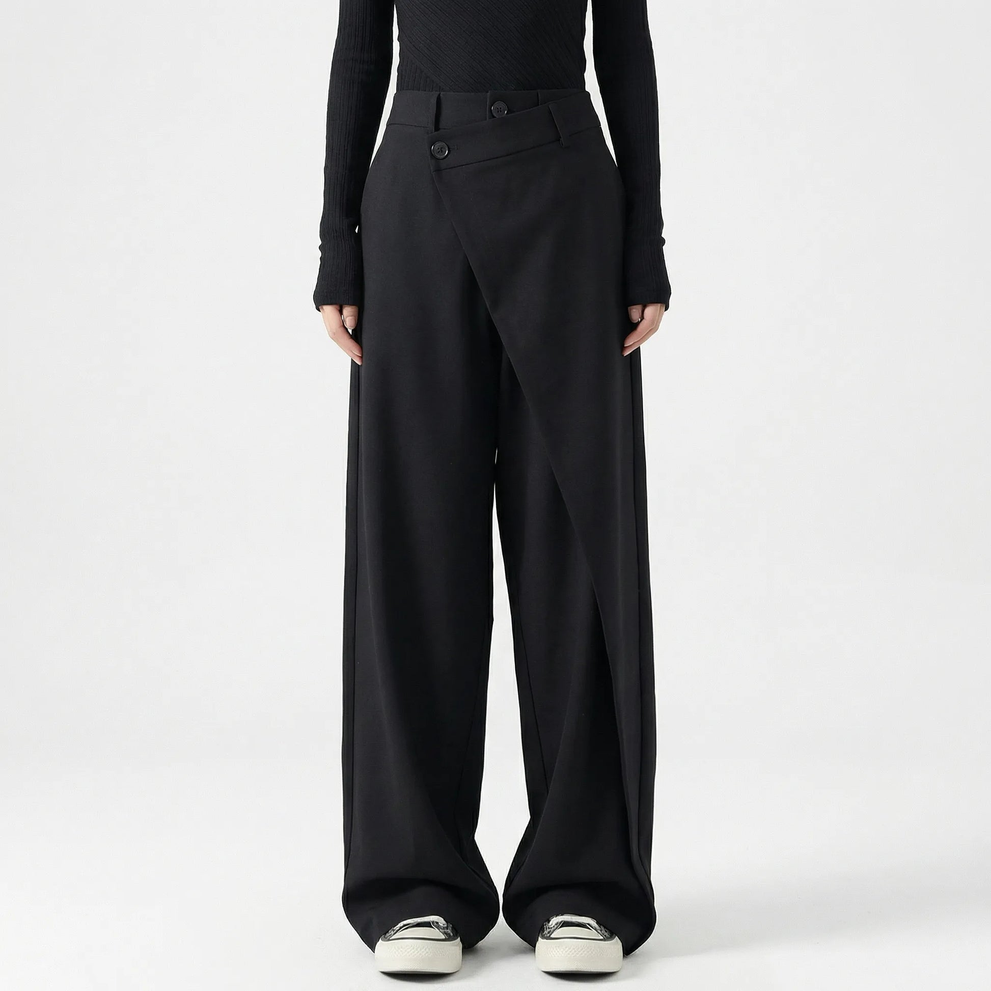 Asymva | Wide-Leg Asymmetric Button Trousers