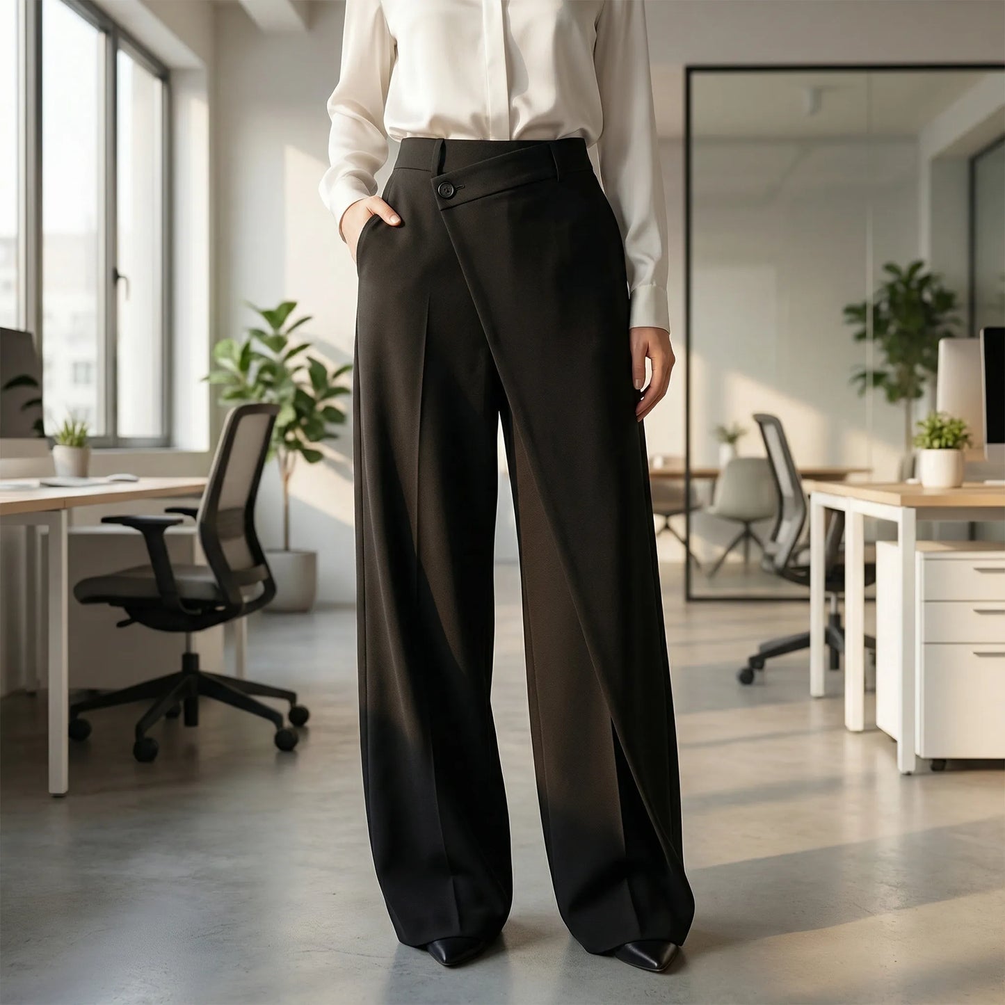Asymva | Wide-Leg Asymmetric Button Trousers