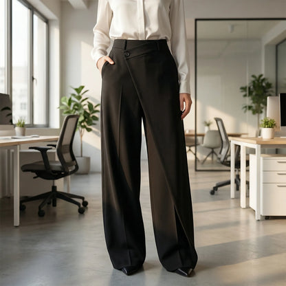 Asymva | Wide-Leg Asymmetric Button Trousers