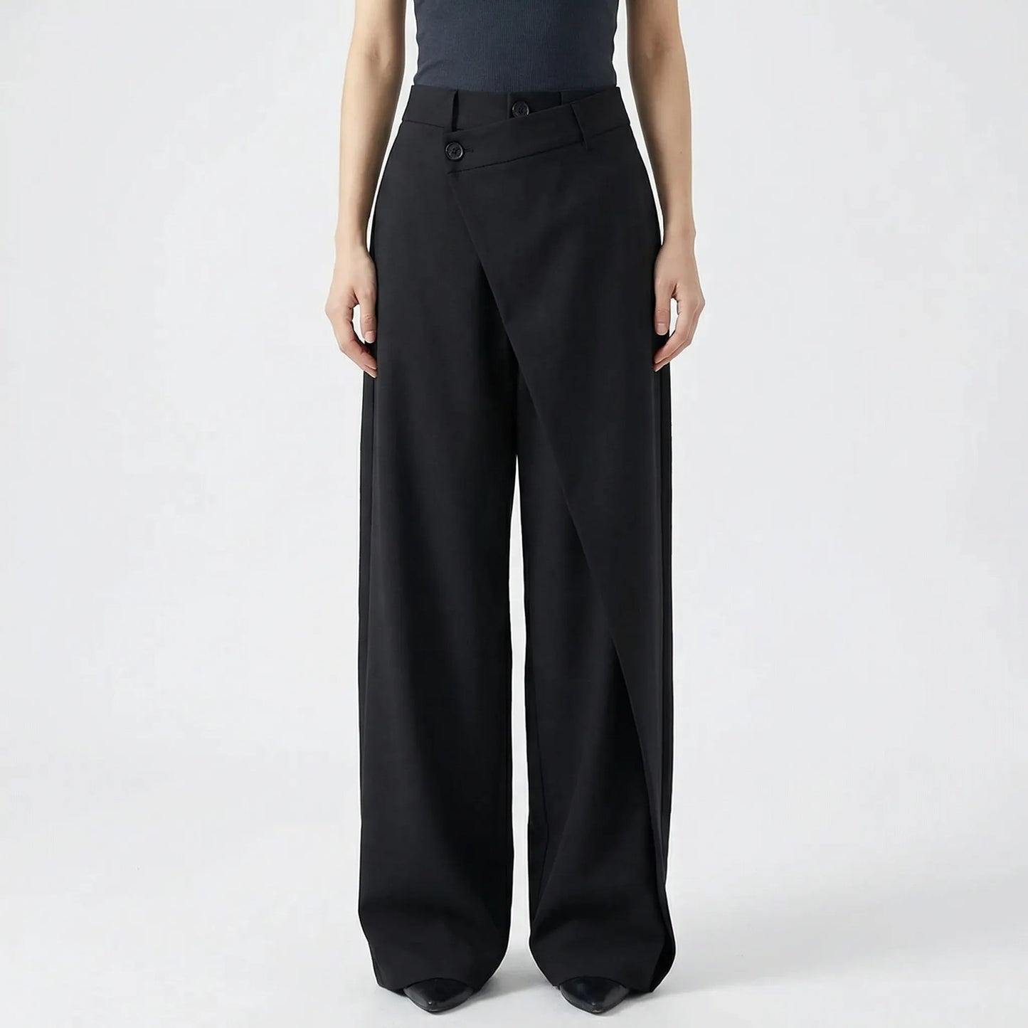 Asymva | Wide-Leg Asymmetric Button Trousers