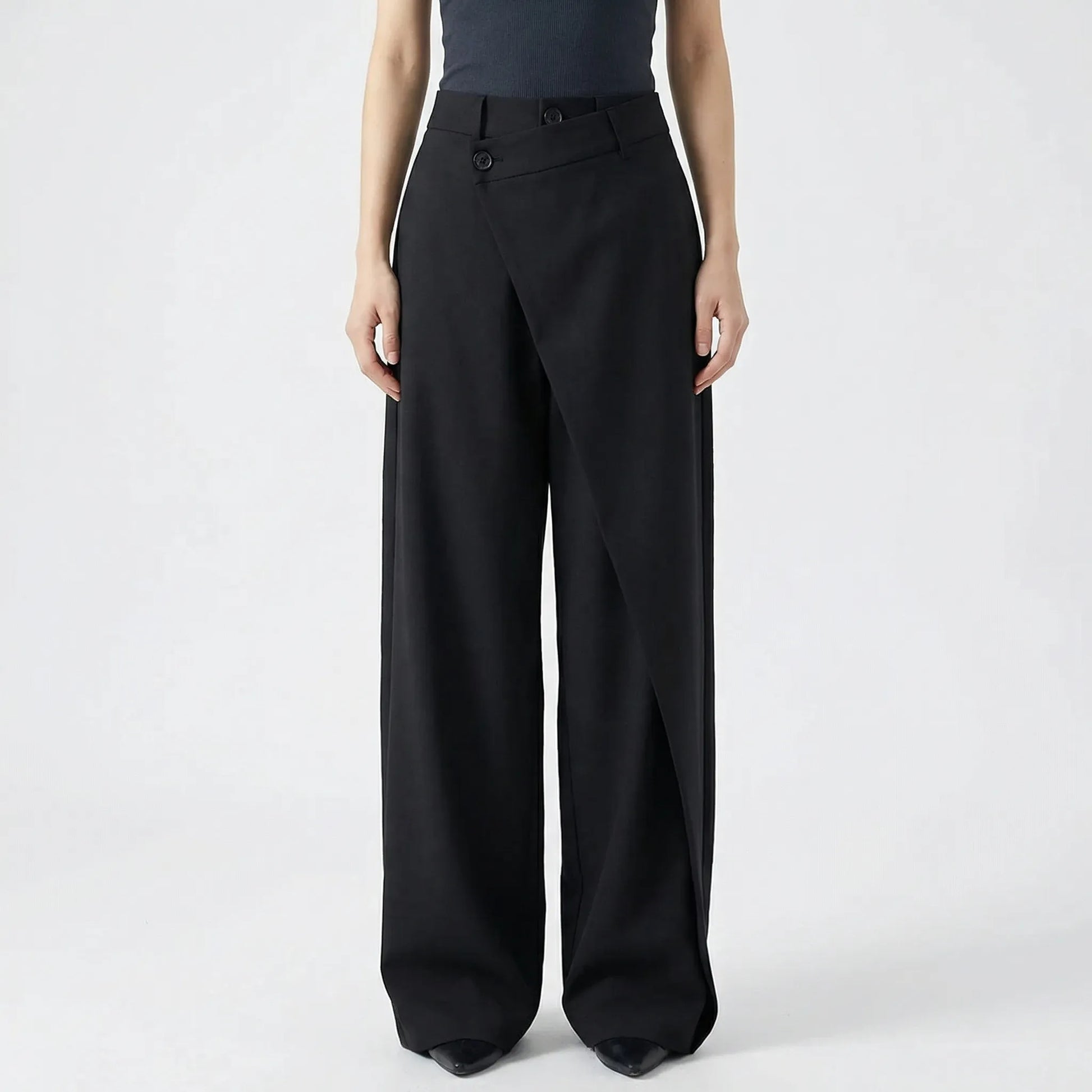 Asymva | Wide-Leg Asymmetric Button Trousers