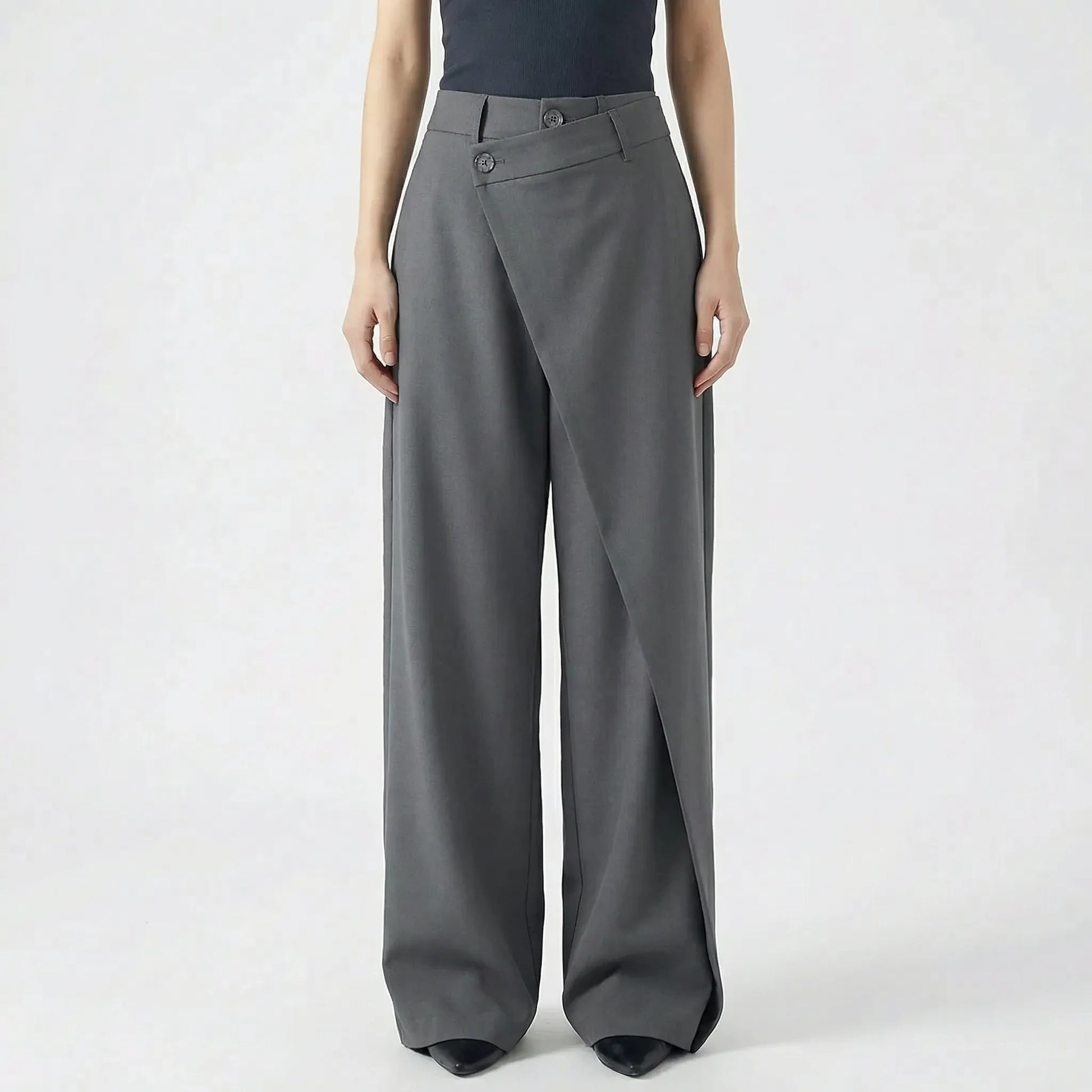 Asymva | Wide-Leg Asymmetric Button Trousers