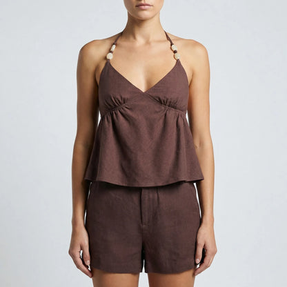Belarra | Beaded Halter Strap Cami Top