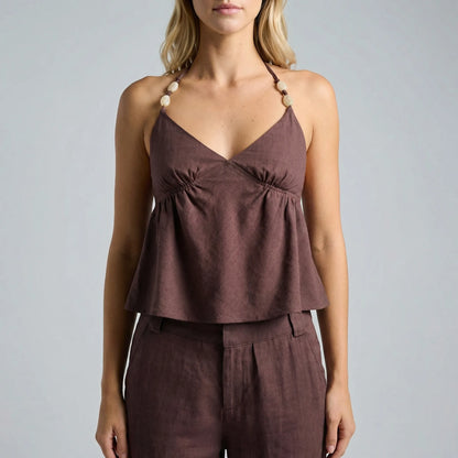 Belarra | Beaded Halter Strap Cami Top