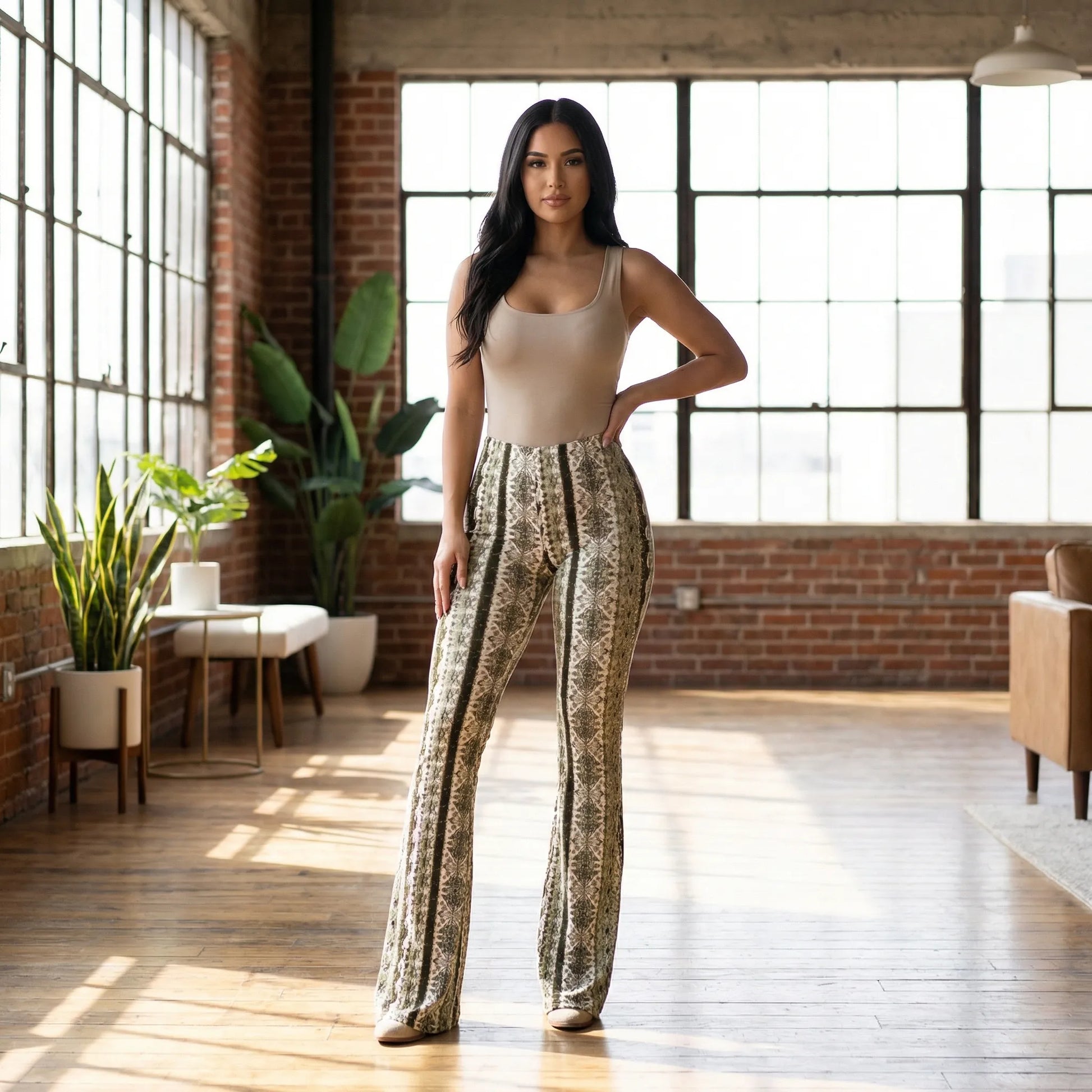 Bellatrix | Printed High-Waist Flared Trousers