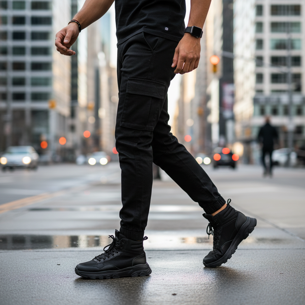 Black Cargo Pants | Men's Tapered Cargo Trousers