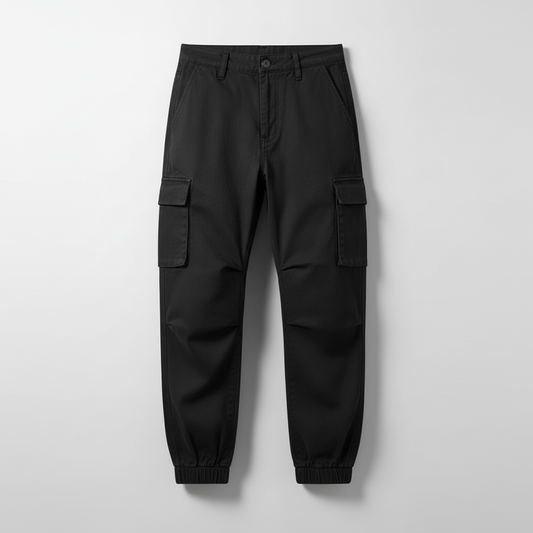 Black Cargo Pants | Men's Tapered Cargo Trousers