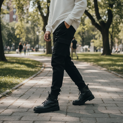 Black Cargo Pants | Men's Tapered Cargo Trousers