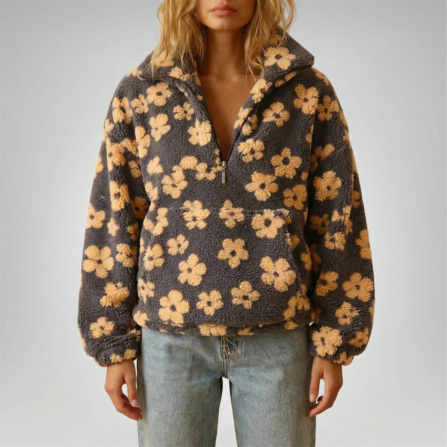 Blommify | Oversized Floral Teddy Pullover