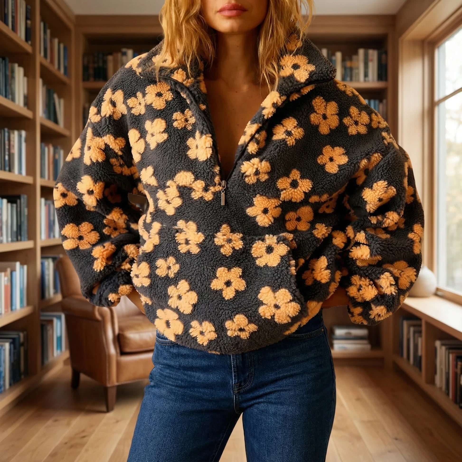 Blommify | Oversized Floral Teddy Pullover