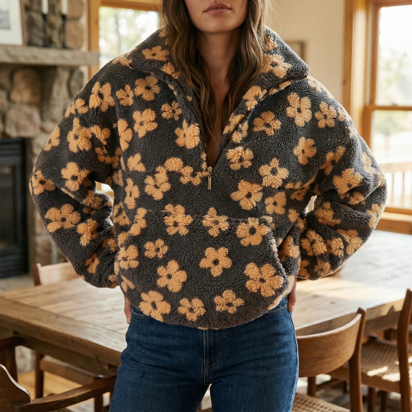 Blommify | Oversized Floral Teddy Pullover