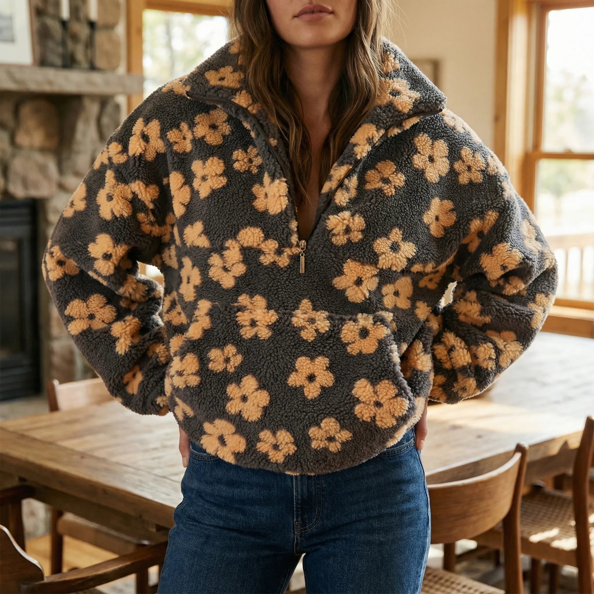 Blommify | Oversized Floral Teddy Pullover