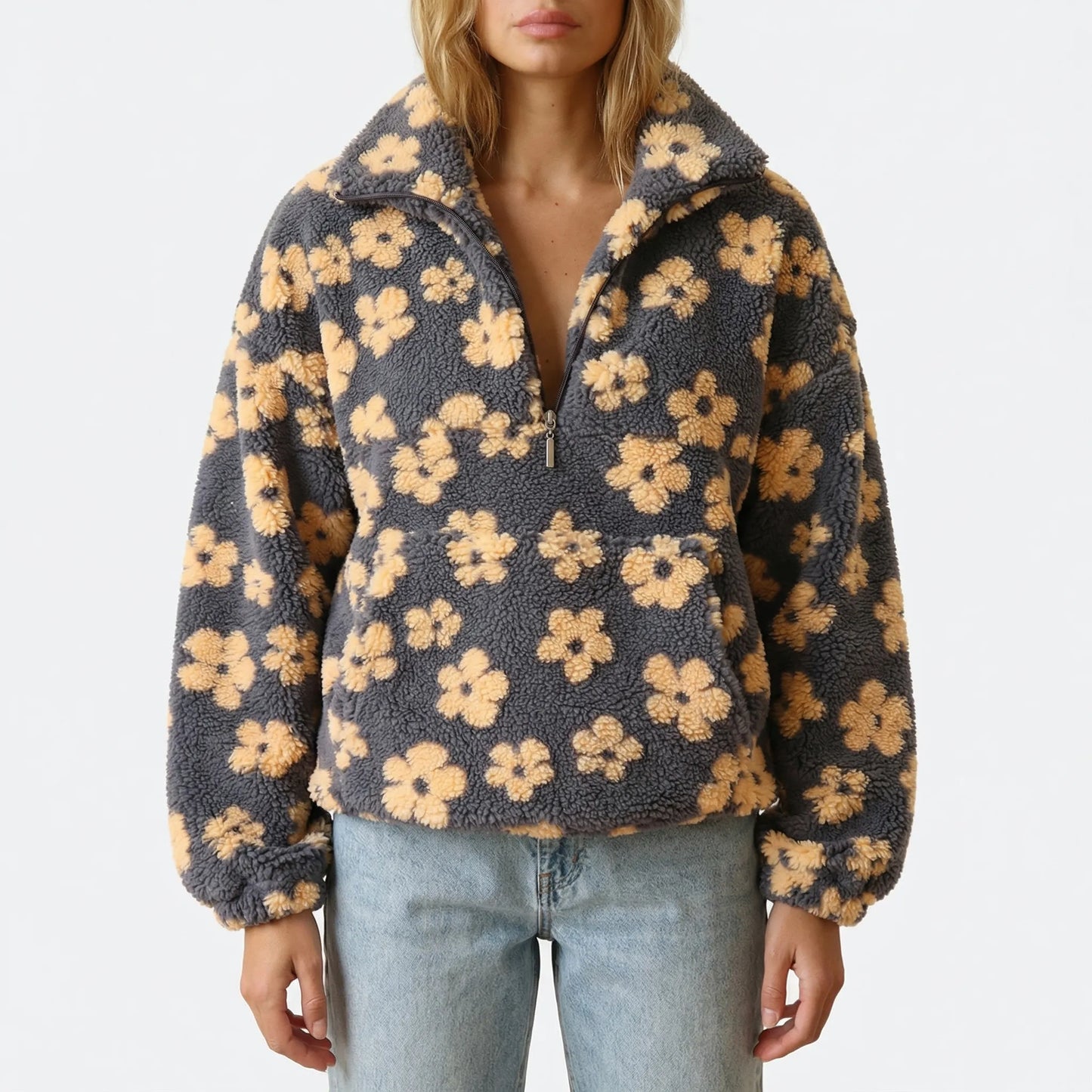 Blommify | Oversized Floral Teddy Pullover