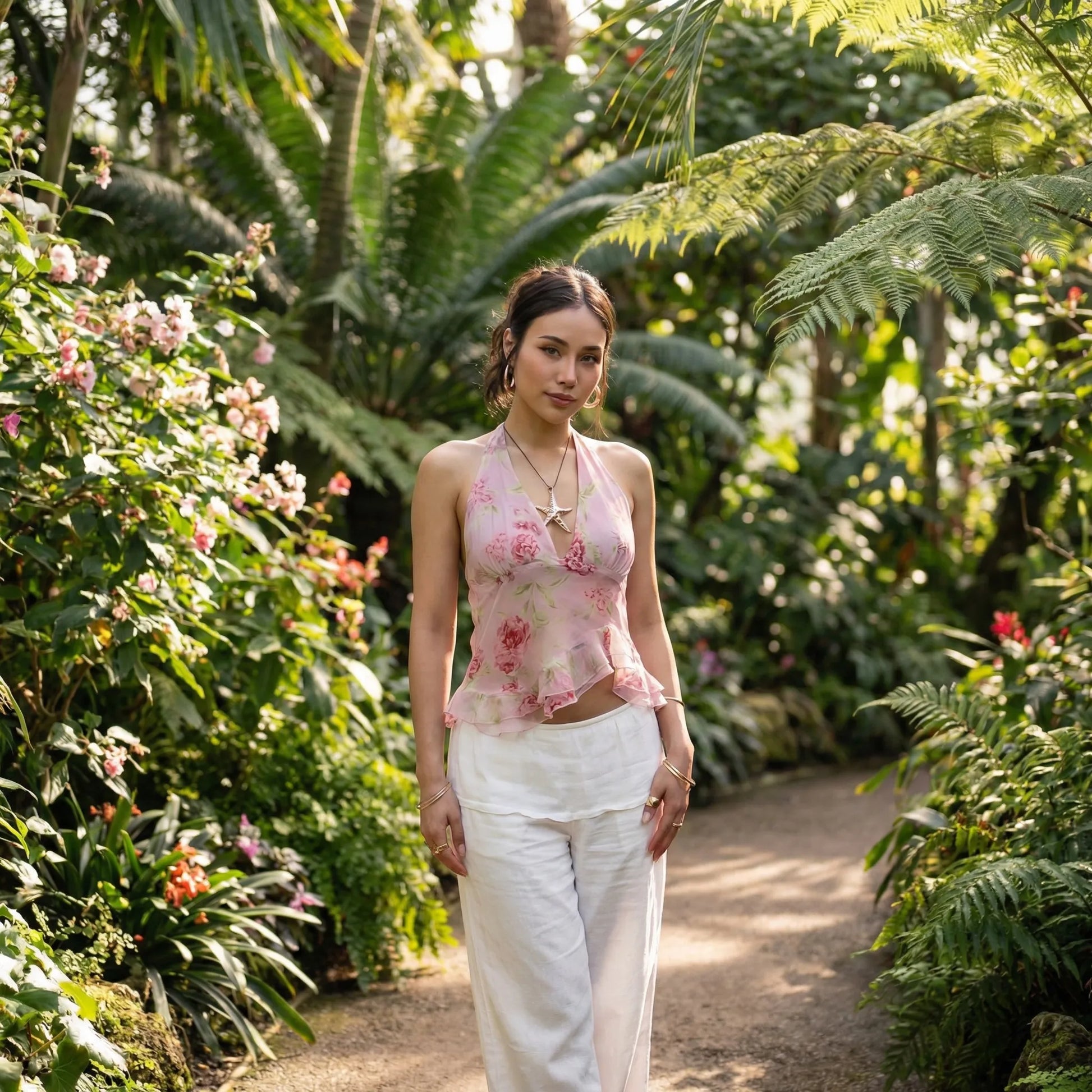 Blossovia | Slim Fit Floral Halter Neck Top