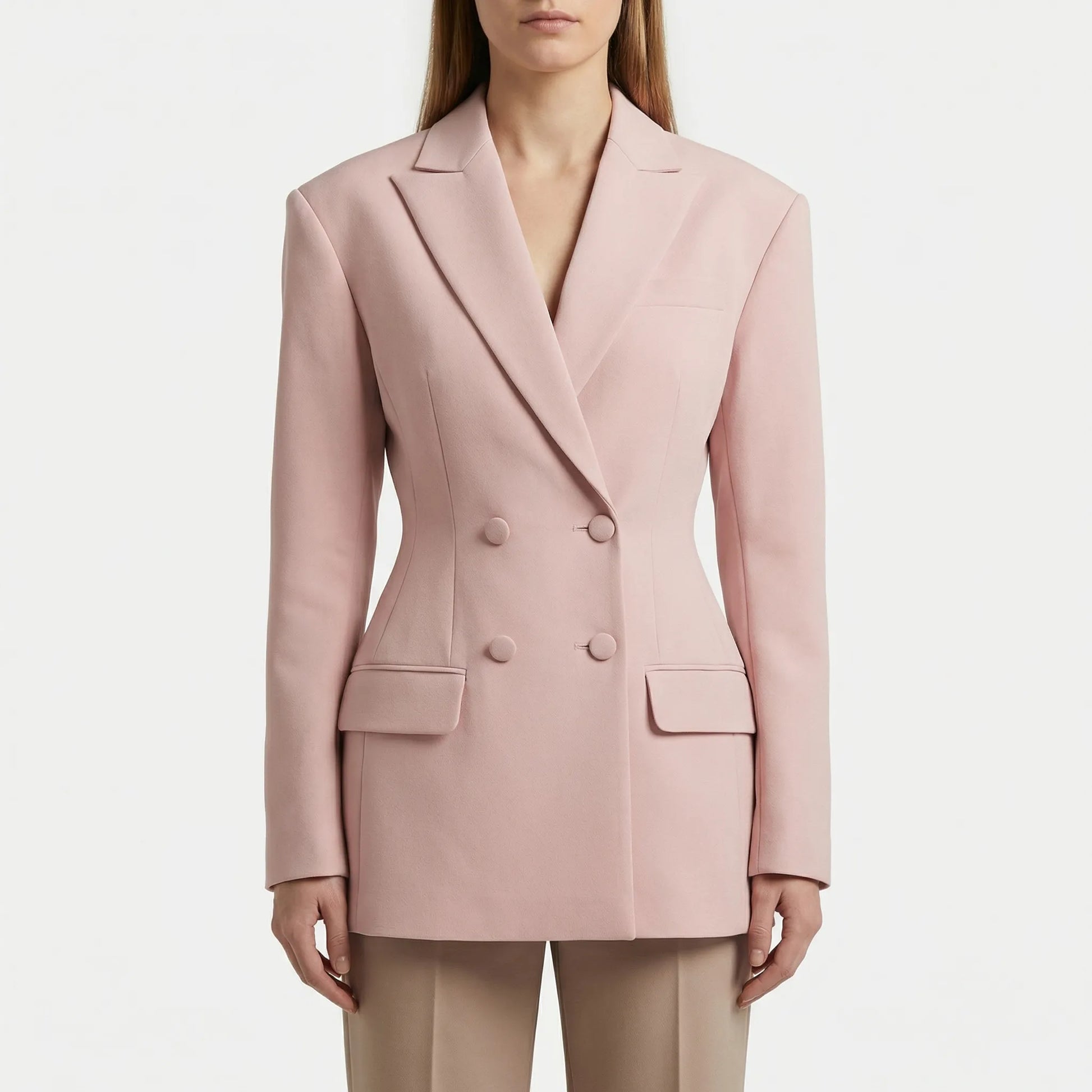 Blushora | Double-Breasted Waist-Cinching Blazer Dress