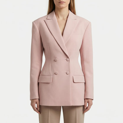 Blushora | Double-Breasted Waist-Cinching Blazer Dress