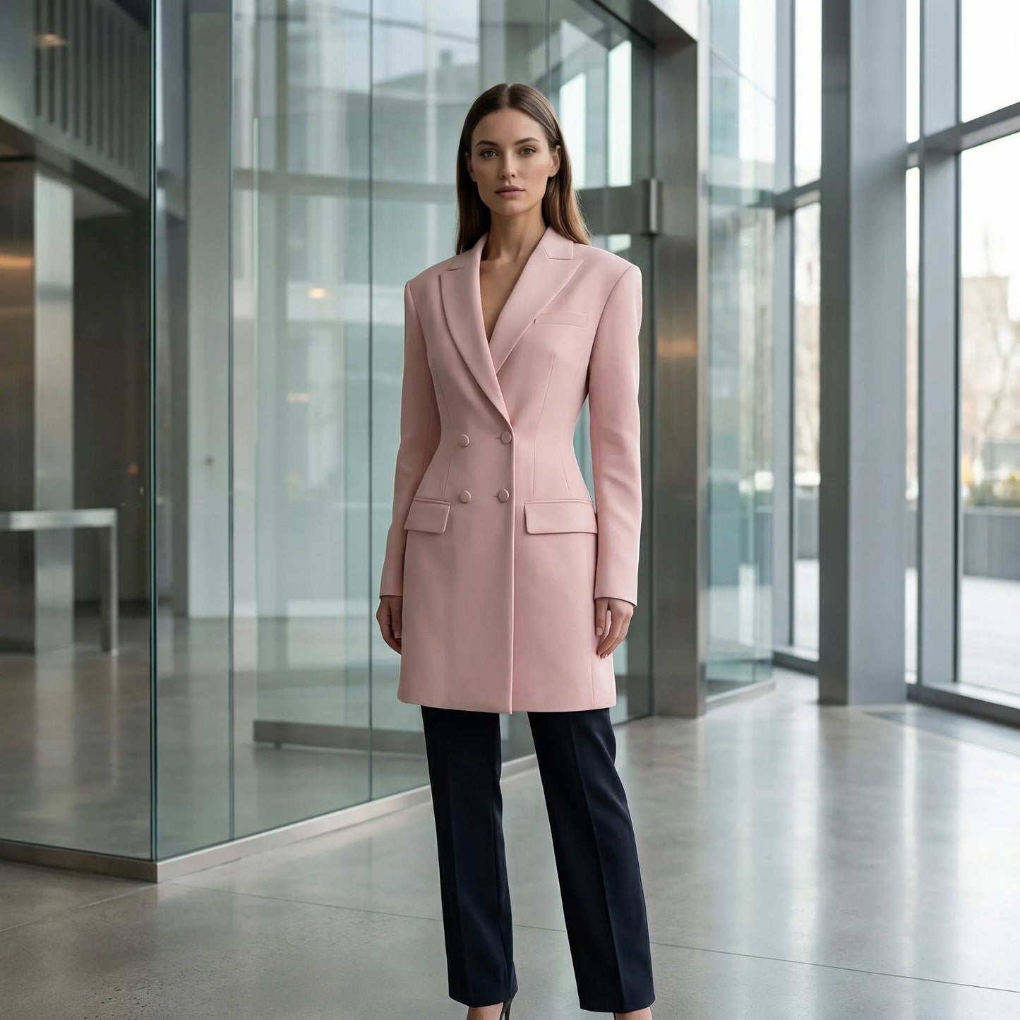 Blushora | Double-Breasted Waist-Cinching Blazer Dress