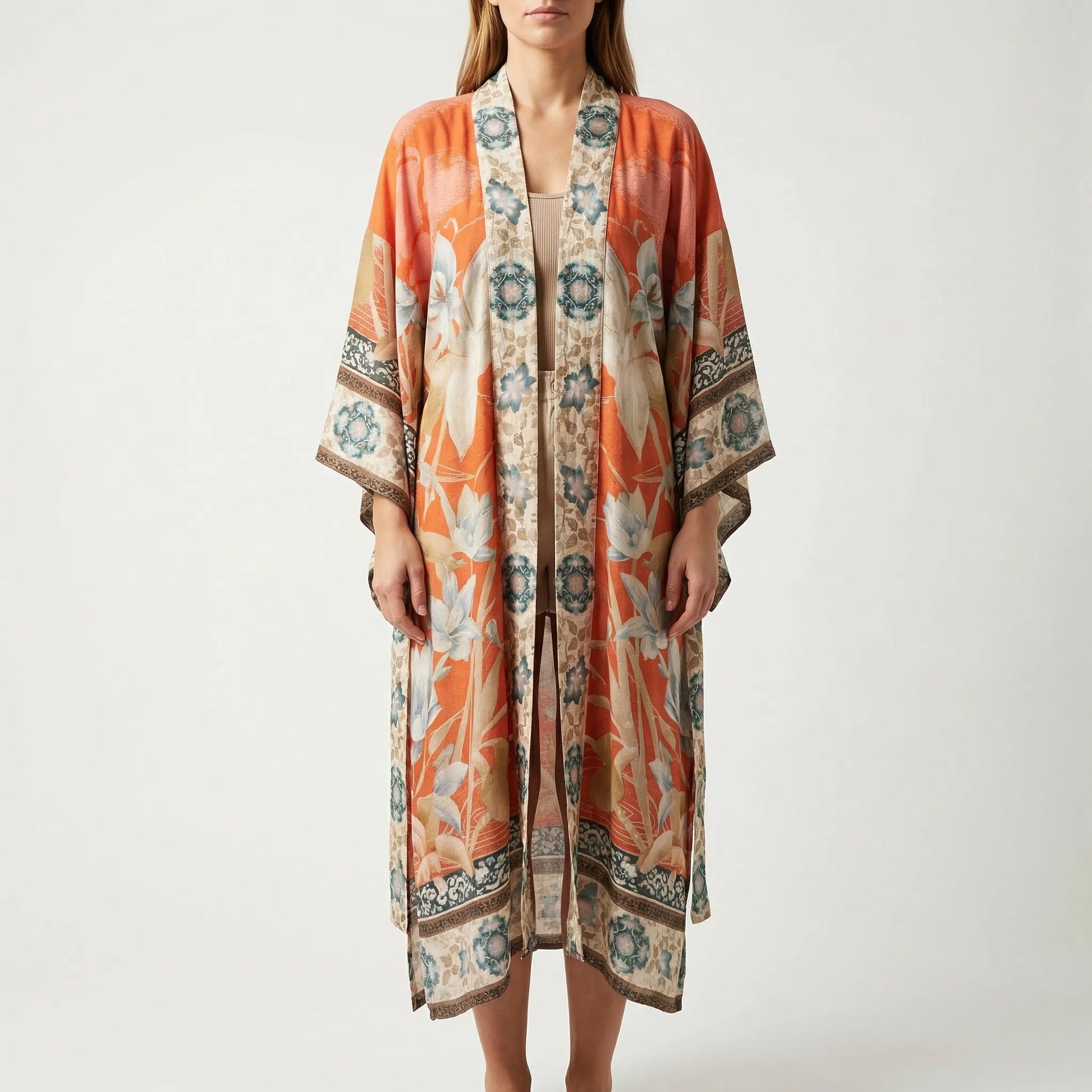 Bohovara | Printed Boho-Style Maxi Kimono Cover-Up