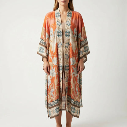 Bohovara | Printed Boho-Style Maxi Kimono Cover-Up