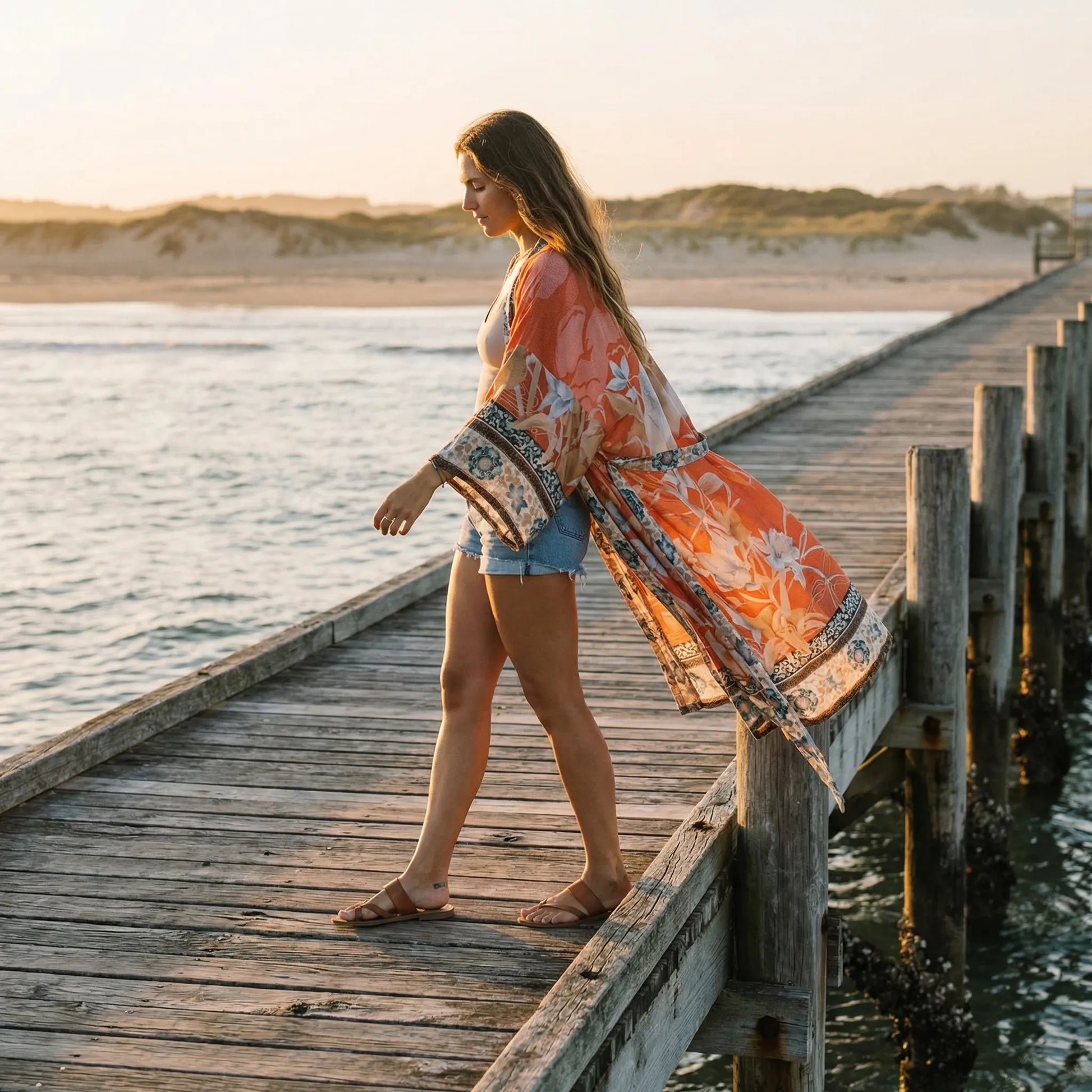 Bohovara | Printed Boho-Style Maxi Kimono Cover-Up