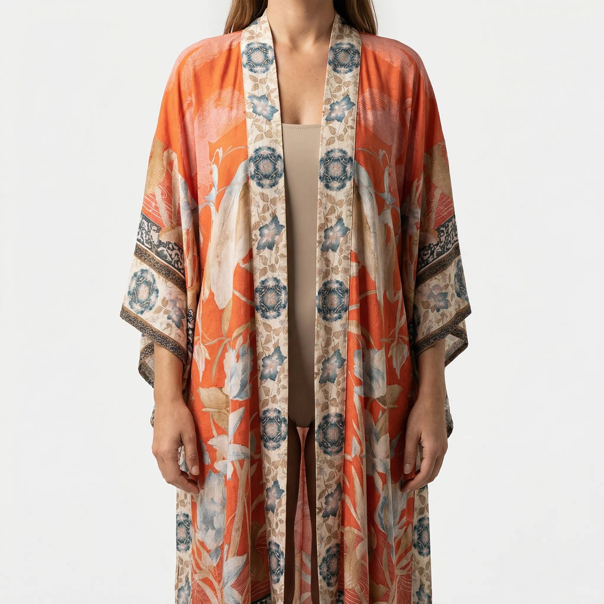 Bohovara | Printed Boho-Style Maxi Kimono Cover-Up