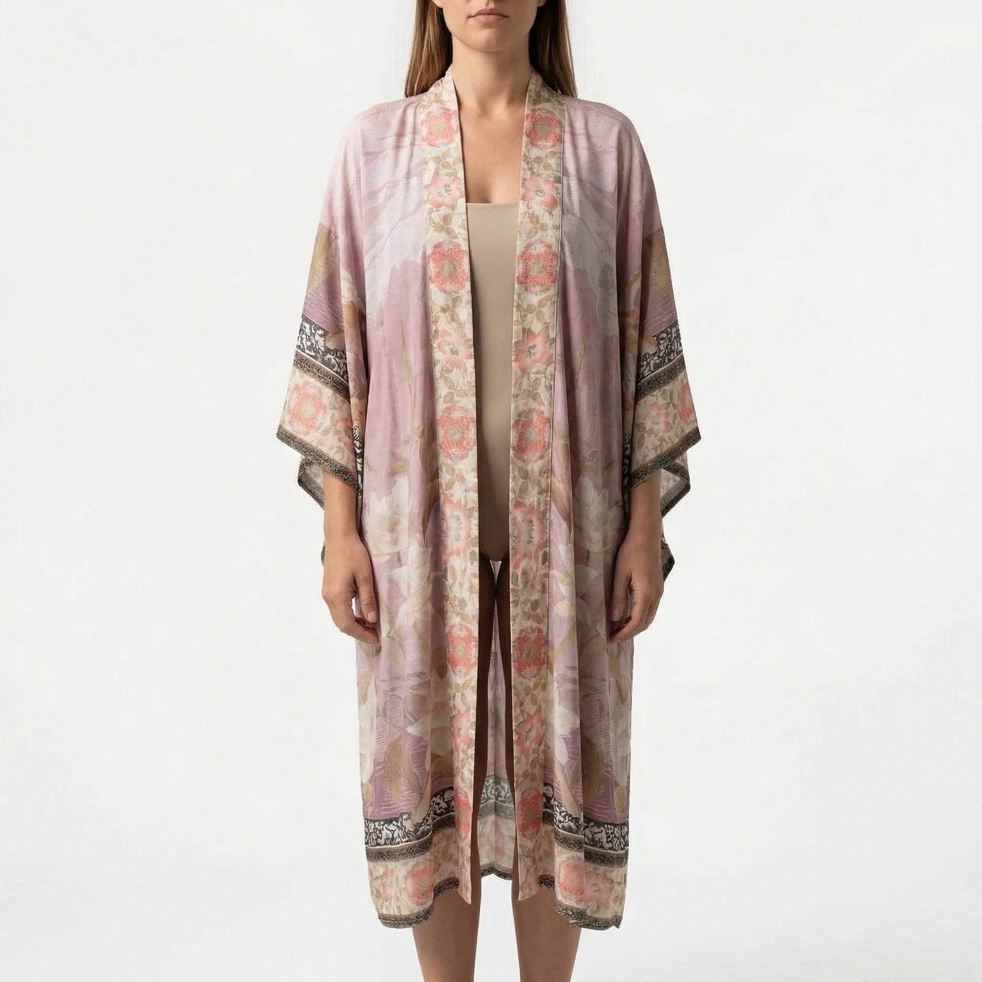 Bohovara | Printed Boho-Style Maxi Kimono Cover-Up