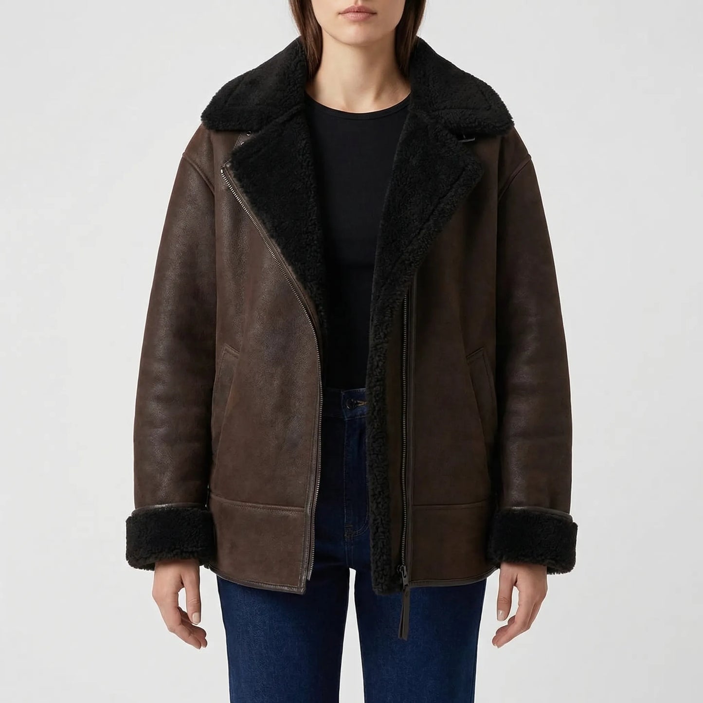 Brenvelle - Oversized Shearling-Lined Aviator Jacket