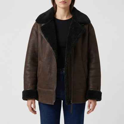 Brenvelle - Oversized Shearling-Lined Aviator Jacket