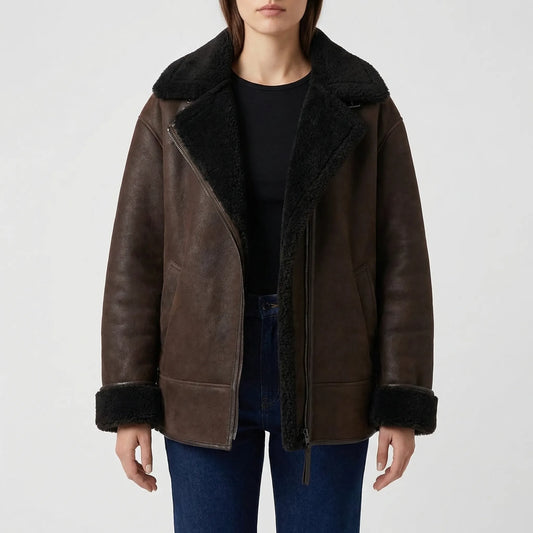 Brenvelle - Oversized Shearling-Lined Aviator Jacket